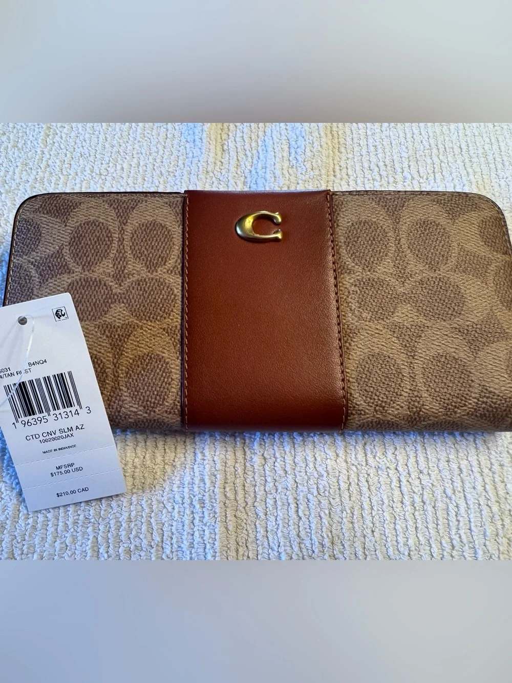 Coach Continental Wallet in Brown Canvas with Chestnut Leather